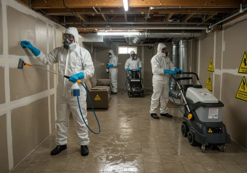 Basement Moisture Removal and Structural Drying process in Cortland West, NY